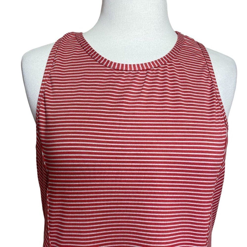 Title Nine Alpha Buttah Tank Dress Women's Medium Guava Red & Gray Striped - Picture 5 of 8